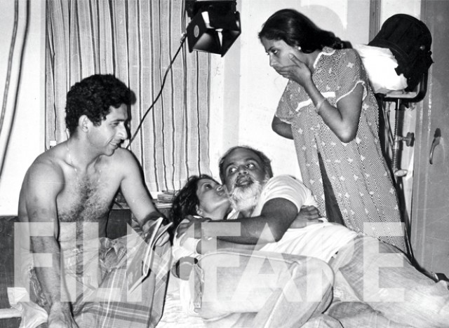 Directors Aruna Raje and Vikas Desai (then married) show Naseeruddin Shah and Smita Patil how to do it on the sets of 'Situm' - a film that was never released theatrically. 